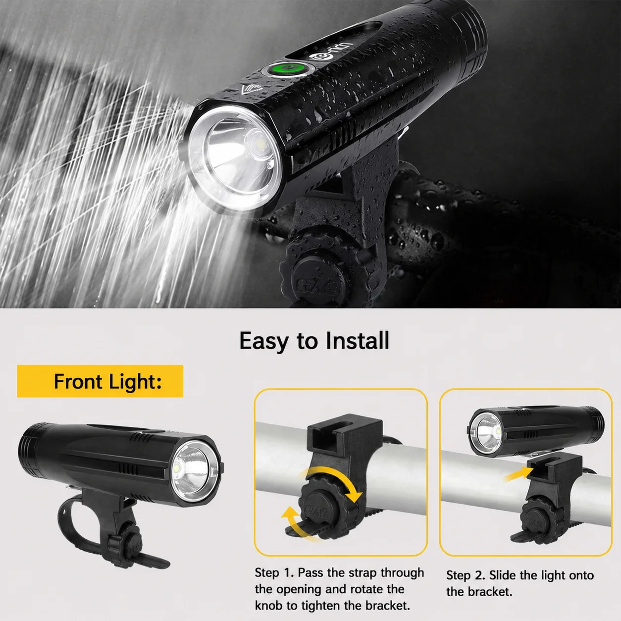 USB Rechargeable Bike Light Super Bright 5 Modes Waterproof LED Bicycle Headlight for Night Riding Road & Mountain Bik