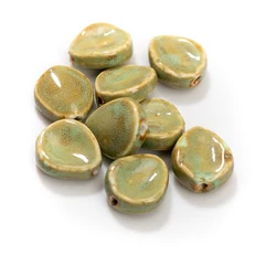 Creative 25mm Green Tea Glazed Ceramic Beads, Irregular with Shrinkage Spots, Jewelry Making Set Handcrafted TCZ197A