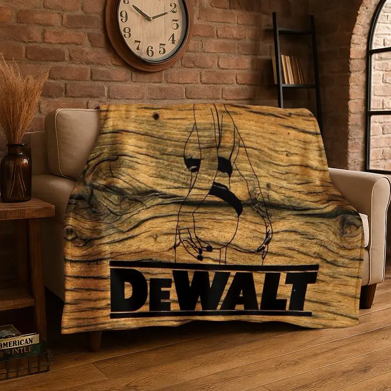 Retro D-DEWALT Electric Tools Logo Soft Flannel Throw Blanket,Warm Cozy Blanket for Bed,Couch,Sofa,Bedroom,Living Room,Camping