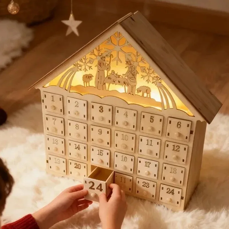 

Новогодний календарь-сюрприз с 24 ящиками, идеально подходит для украшения на Новый год, Рождество и другие праздники, рождественские украшения