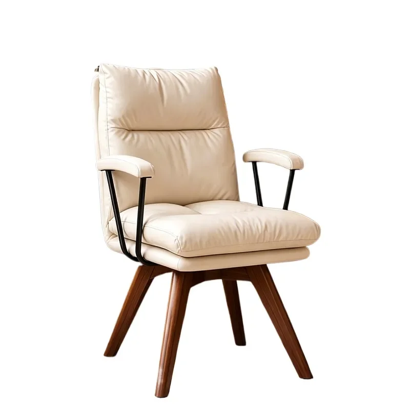 Solid Wood Computer Chair Rotatable Ergonomic Desk Chair with Backrest for Girls Bedroom Makeup Stool Office Sofa Seat