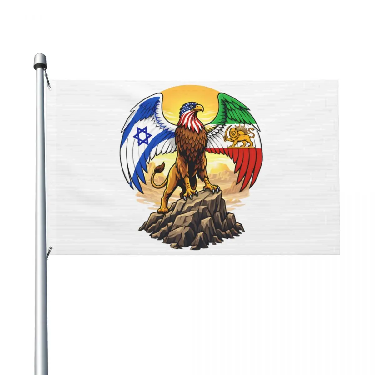 3x5 ft Griffin Persian Shirdal Iran Israel USA Flag Hanging Banner Fashion Graphic Flags For Festival Home Decoration