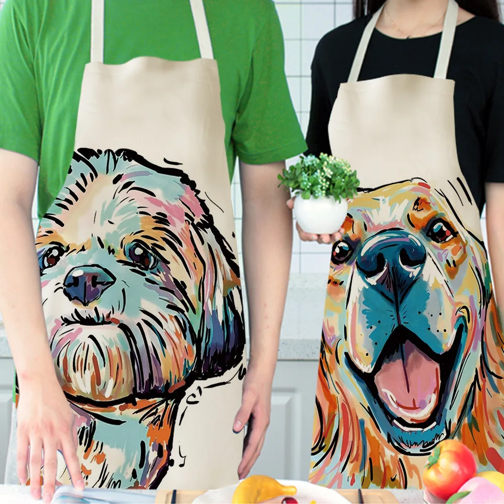 Kitchen household apron Nordic polyester Explosive dog animal series Polyester apron adult overalls Polyester material apron