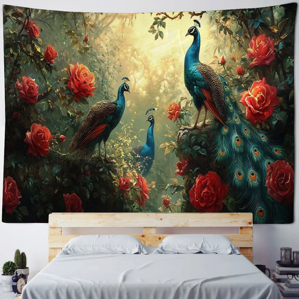 Tropical Rainforest Tapestry Macaw Waterfall Flamingo Dynamic Group Bedroom B D Decoration
