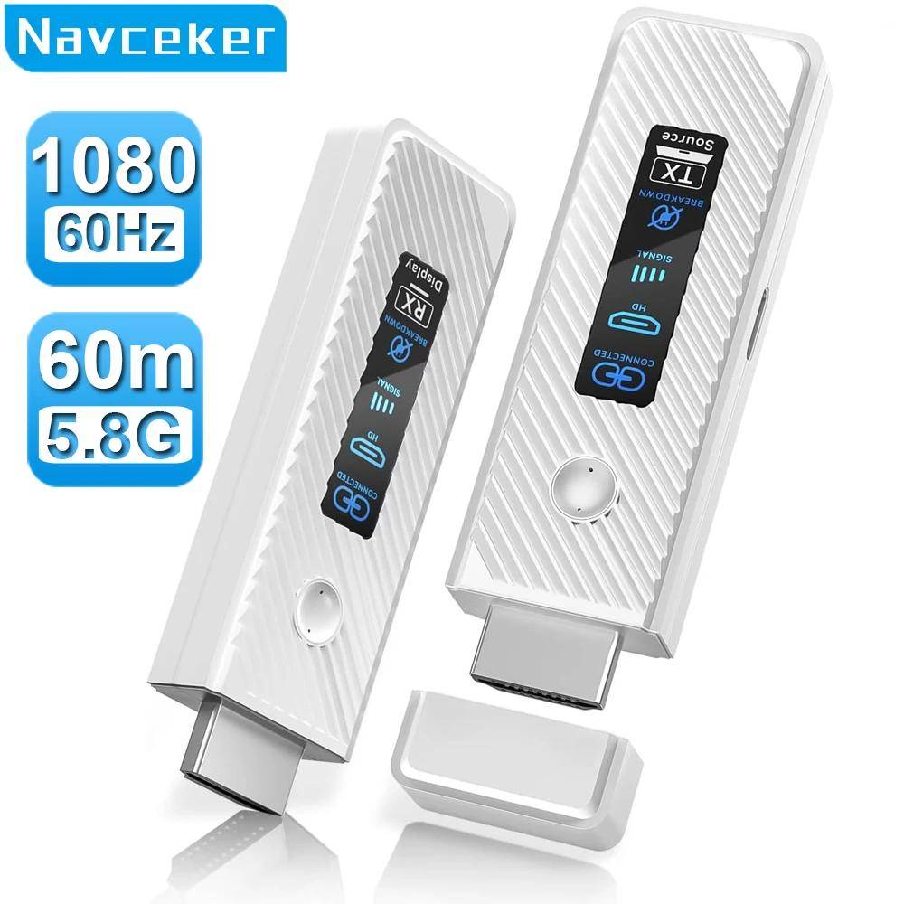 Navceker 60m Wireless Transmission Video Transmitter and Receiver HDMI Extender Display Adapter Cable Screen for Camera PC To TV