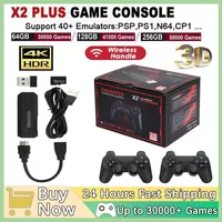 Nuevo X2 Plus Game Stick, Consola de Videojuegos 4K HD, Control Inalámbrico Doble de 2.4G, Game Stick para N64/PSP/PS1/GBA