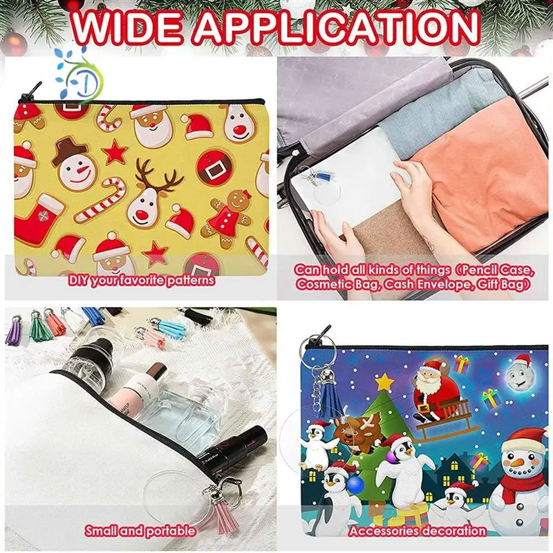 aee1-20枚入り昇華ブランクポーチdiy熱転写メイクアップバッグアイロン転写ジッパーキャンバスペンケース女性子供向け