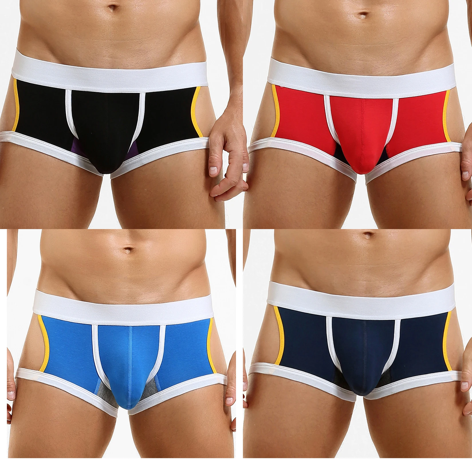 

Комплект из 4 мужских трусов SEOBEAN с низкой талией U-образной формы на плоской подошве, нижнее белье, модный дизайн с боковой подсветкой, удобная верхняя одежда для мужчин