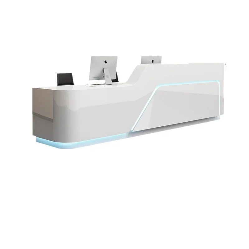

*Leather Painted Curved Front Desk Reception Desk for Company Medical Beauty Salon Use-Modern Design