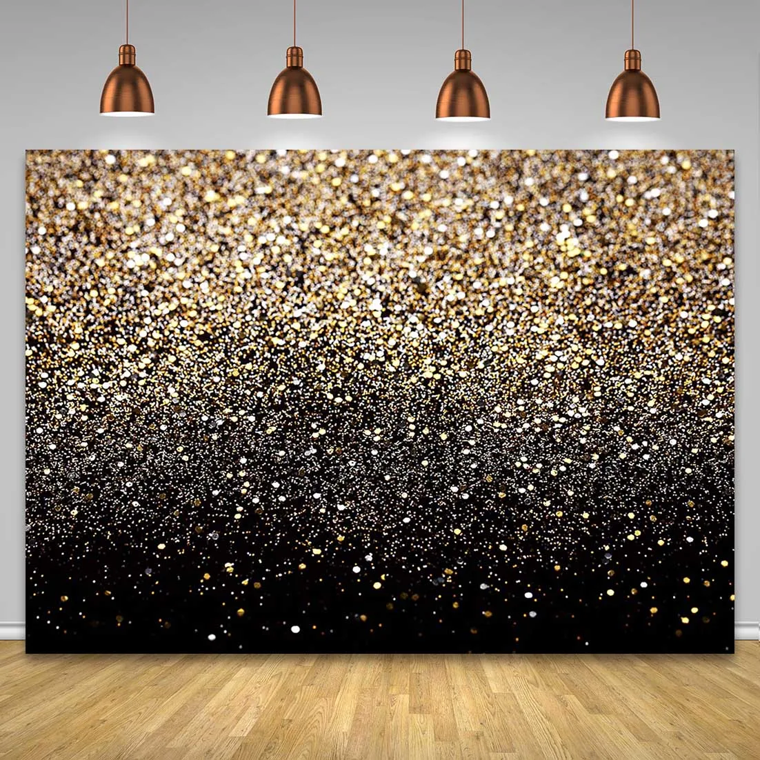 I pcs Gold and Black Background for Birthday Party Banner Decoration Golden Glitters Backdrops Children Birthday Party Supplies