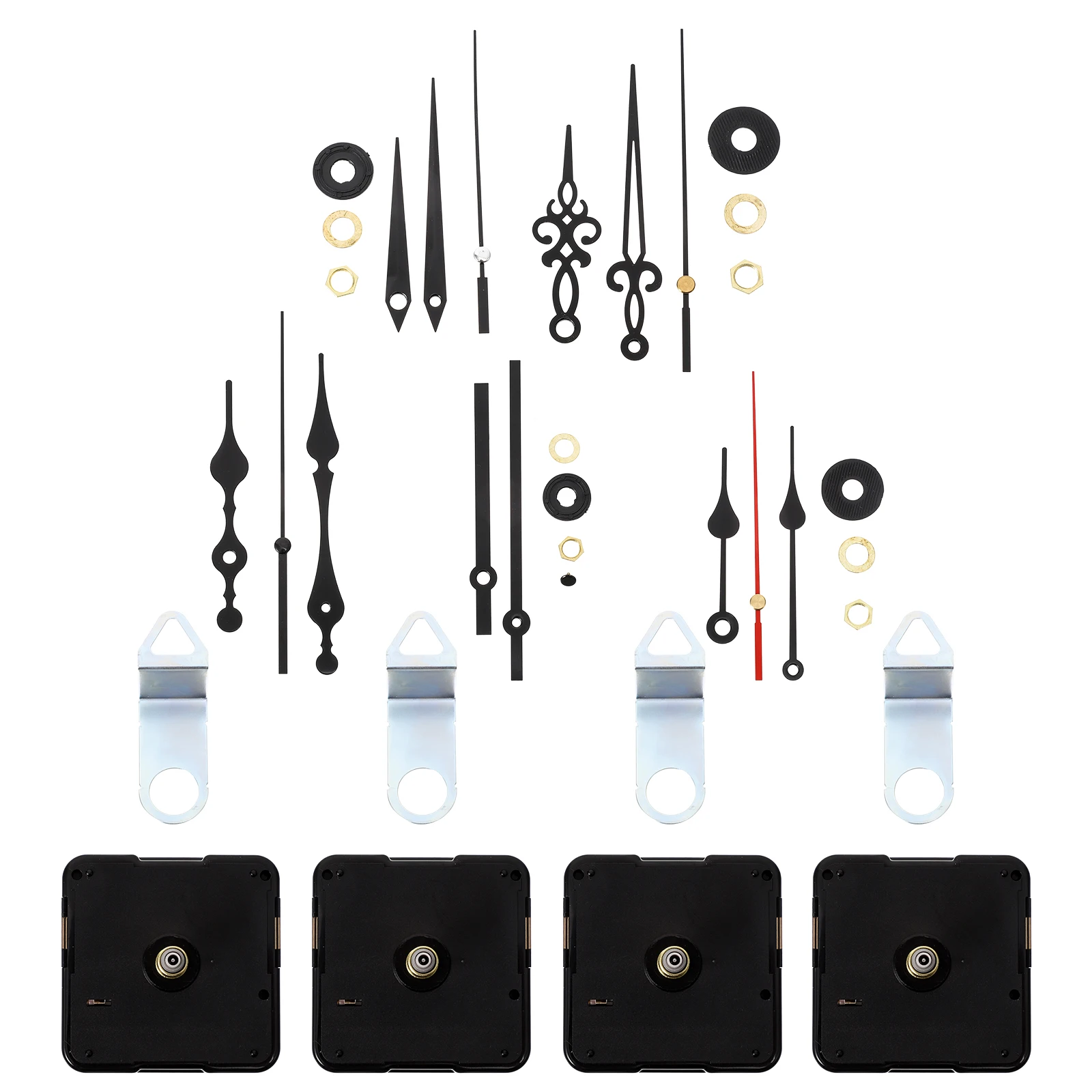 

4 Sets Wall Clock Mechanism Watch Movement Accessories Replacement Mechanisms Kit Plastic High Torque Long Shaft