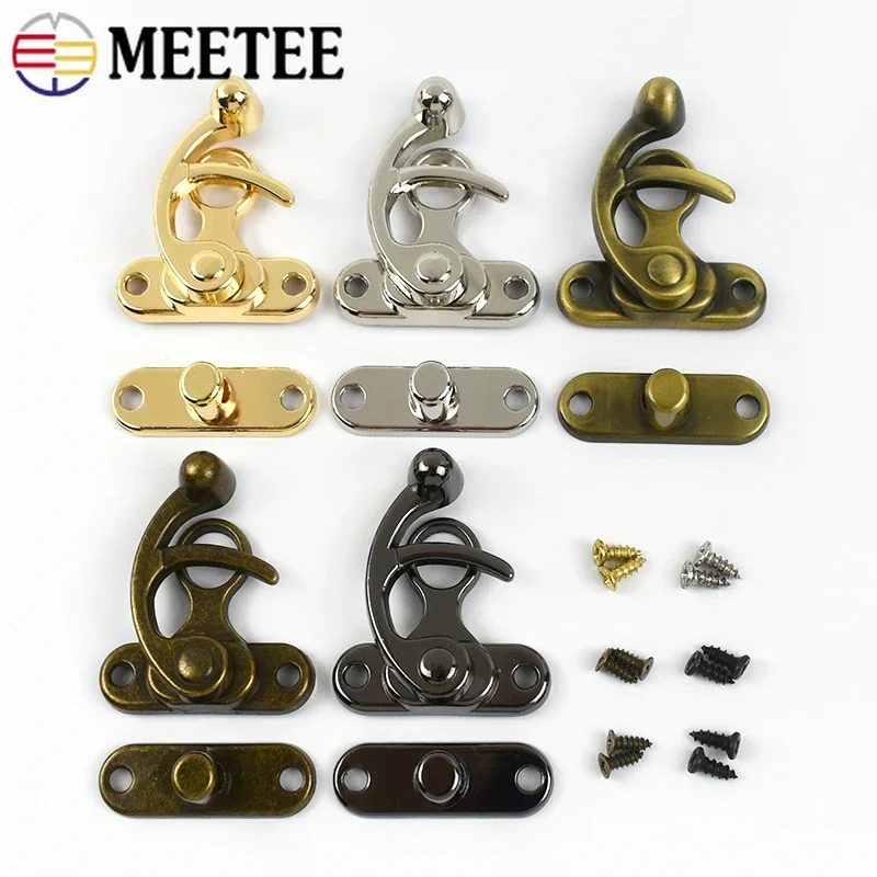 Hebillas de Metal para bolso de mano, cierre de cerrojo, cerradura de repuesto para equipaje, tornillos para caja de joyería, accesorios de pestillo de palanca, 45x37mm, 1-5 uds.