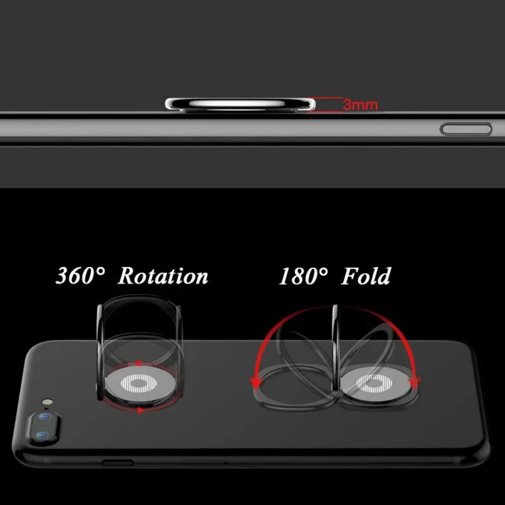 Portable Minimalist Metal Finger Ring Holder 360 Degree Adjustable Rotating Mobile Phones Back Stand Anti-slip Handheld Bracket view 5