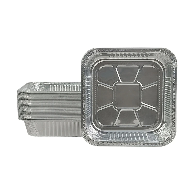 Aluminum Foil Pans Square 1400ml Heavy Duty Disposable Baking Trays Oven Air Fryer Toaster Silver Aluminum Food Containers