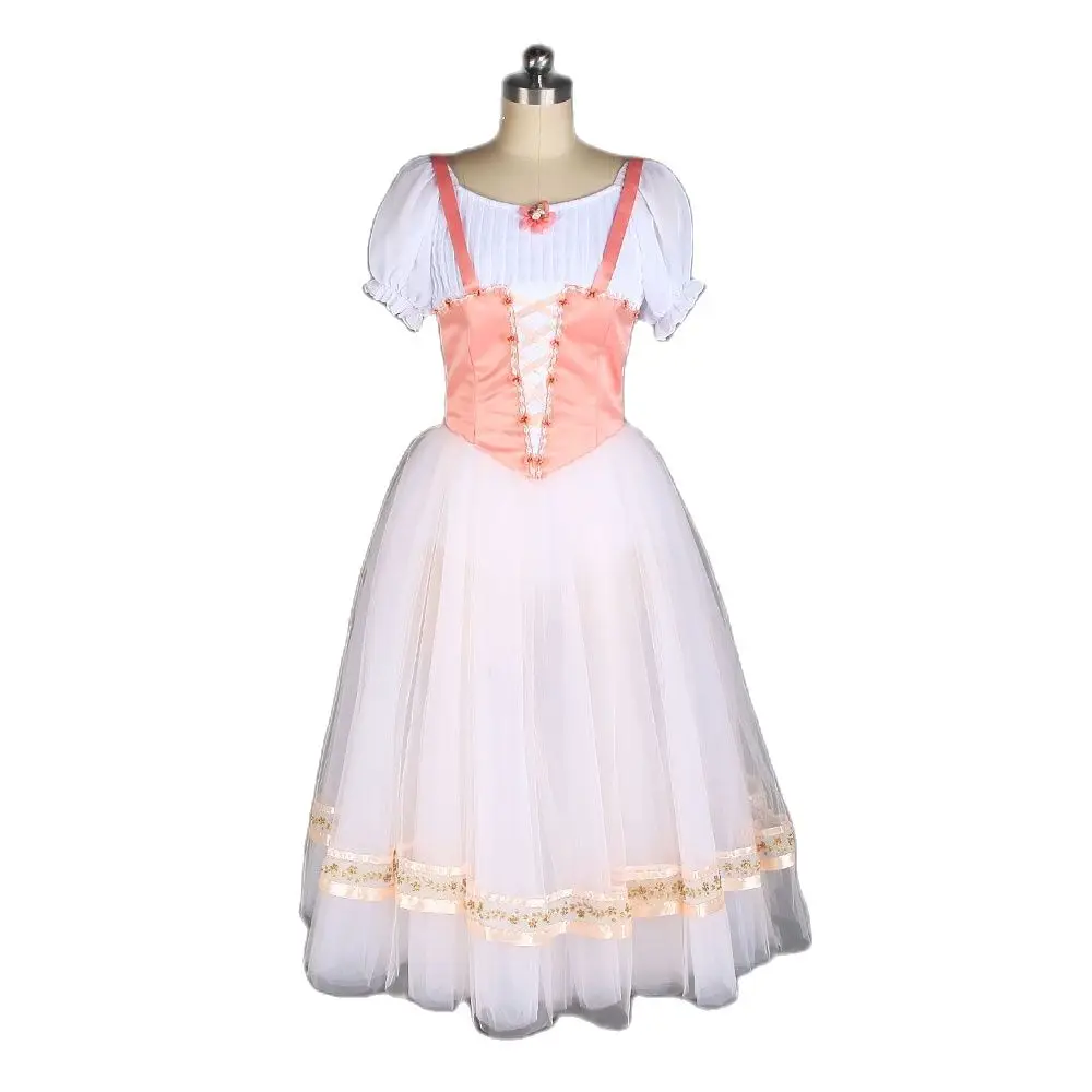 B19025 Customized Ballerina Dance Costume Short Sleeve Romantic Length Ballet Dance Tutu Dress Solo Dance Ballet Tutus
