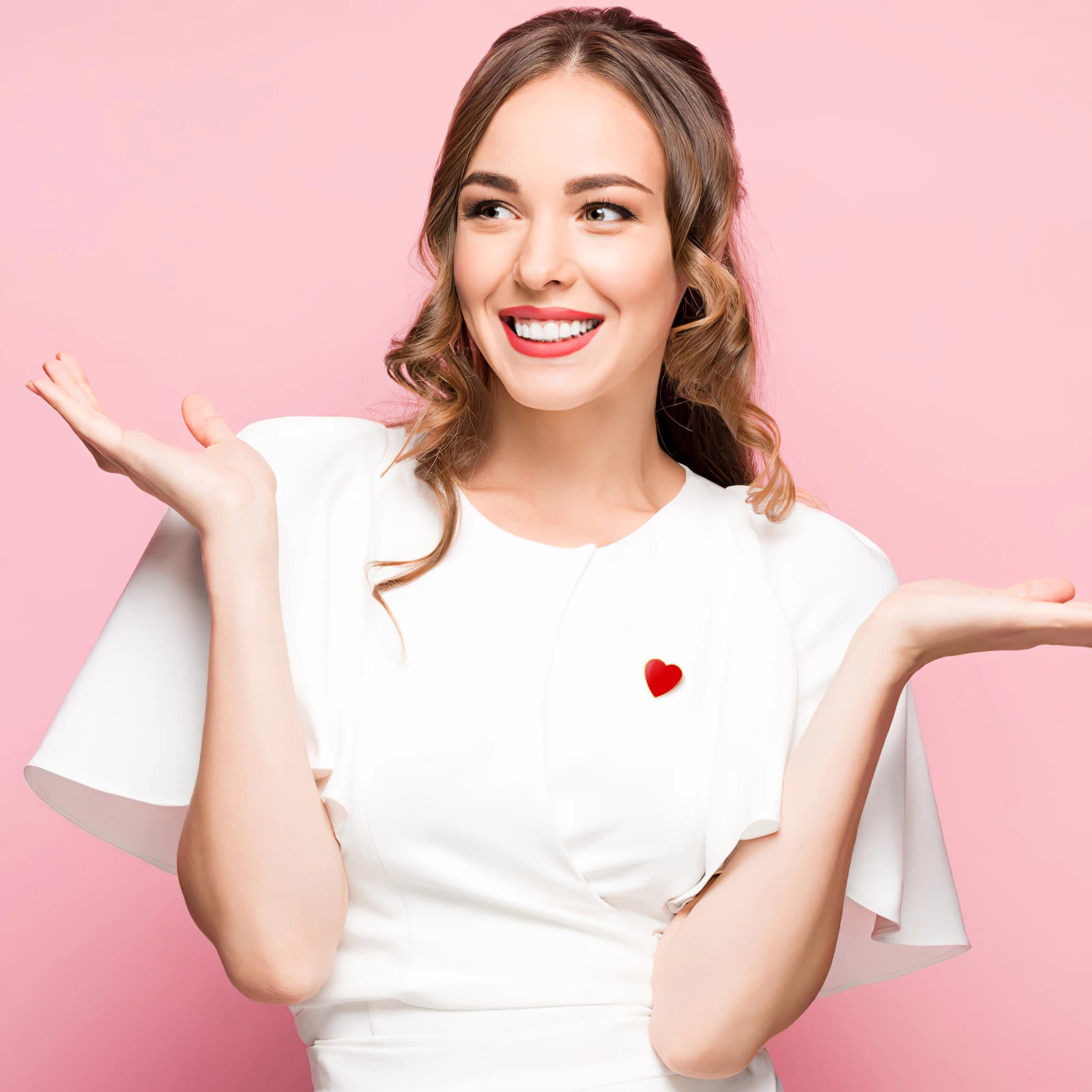 

12 Pcs Heart Pin Fashion Decorative Pins for Bags Clothes Valentine Party Accessories Elegant Charm Brooch Set