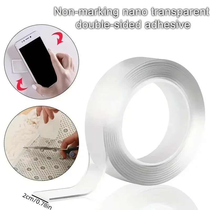 Double Sided Powerful Adhesive Multipurpose Removable Adhesive Tape Transparent Grip Mounting Washable Waterproof Strong Sticky