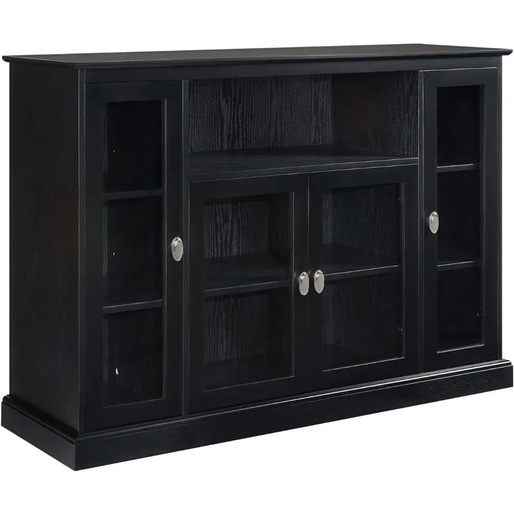 

Summit Highboy TV Stand with Storage Cabinets and Shelves , Black