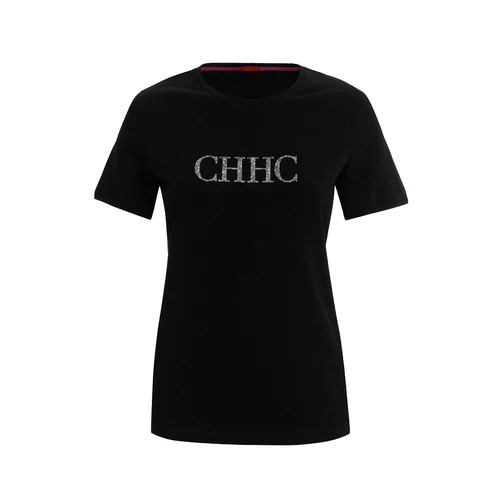 Imagen 2 del producto CHCH-Camiseta elegante de verano para mujer, Camiseta informal de algodón puro con cuello redondo, Tops de manga corta versátiles con letras y diamantes a la moda para mujer