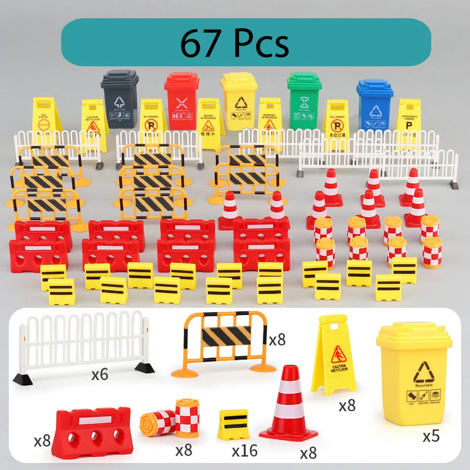 مجموعة كاملة من 95 لعبة معرفية للطرق ، نماذج لعقبات المرور ، موقف السيارات ، علامات الطريق ، الدعائم المحاكاة ، ألعاب نموذجية للأطفال