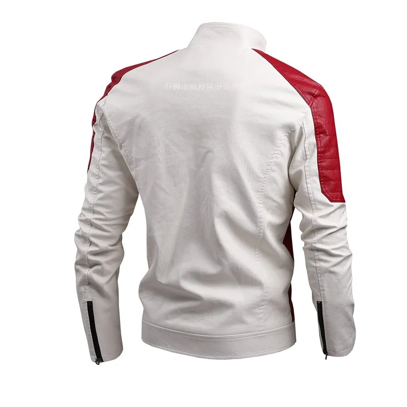 Winter Motorcycle Leather Jacket Men's Stand-up Collar Retro Thermal Leather Jacket Motorcycle Clothes Size M-6XL