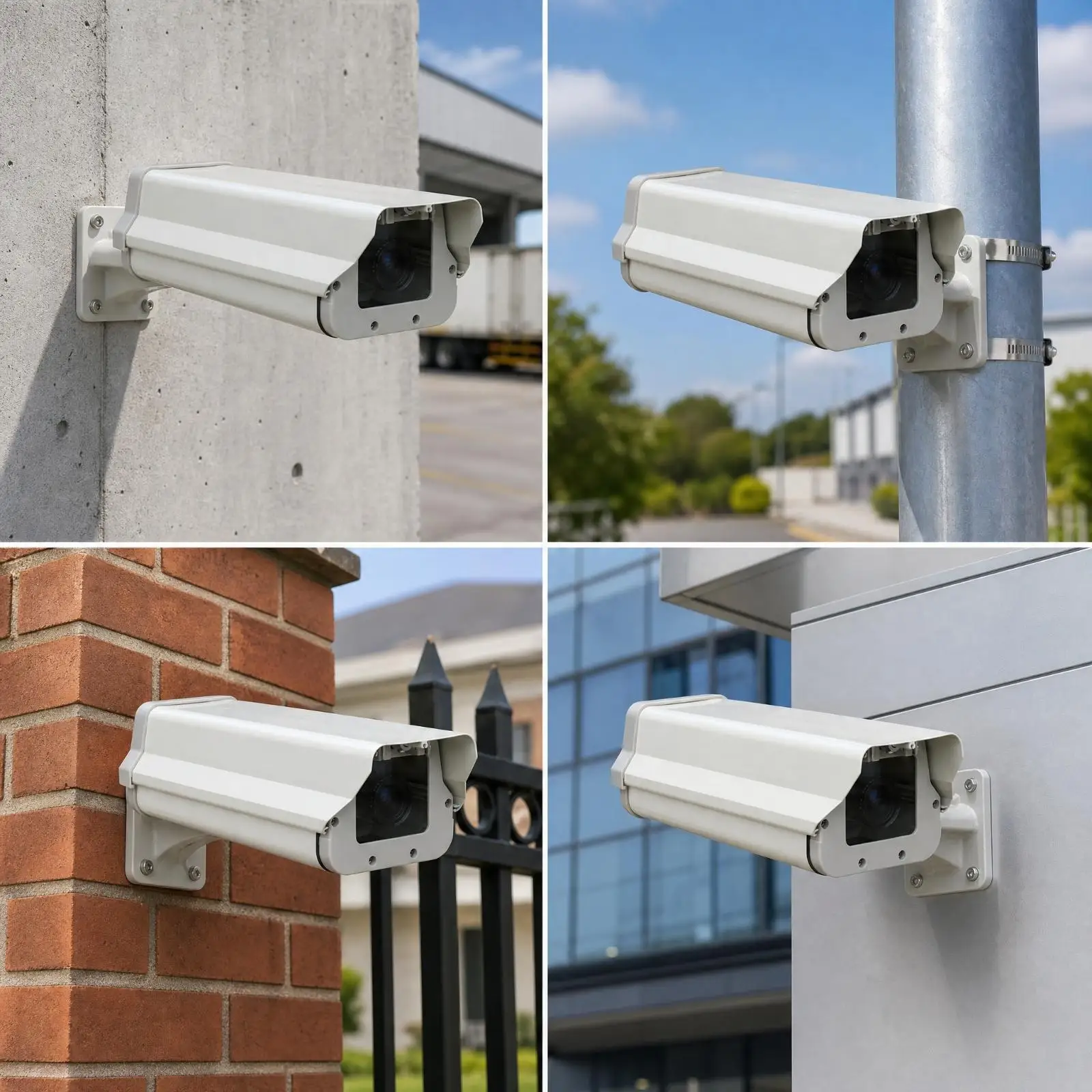 Aluminum Camera Housing with Glass Panel Weatherproof Bullet Camera Housing Weather-Resistant Dustproof for Building Exteriors