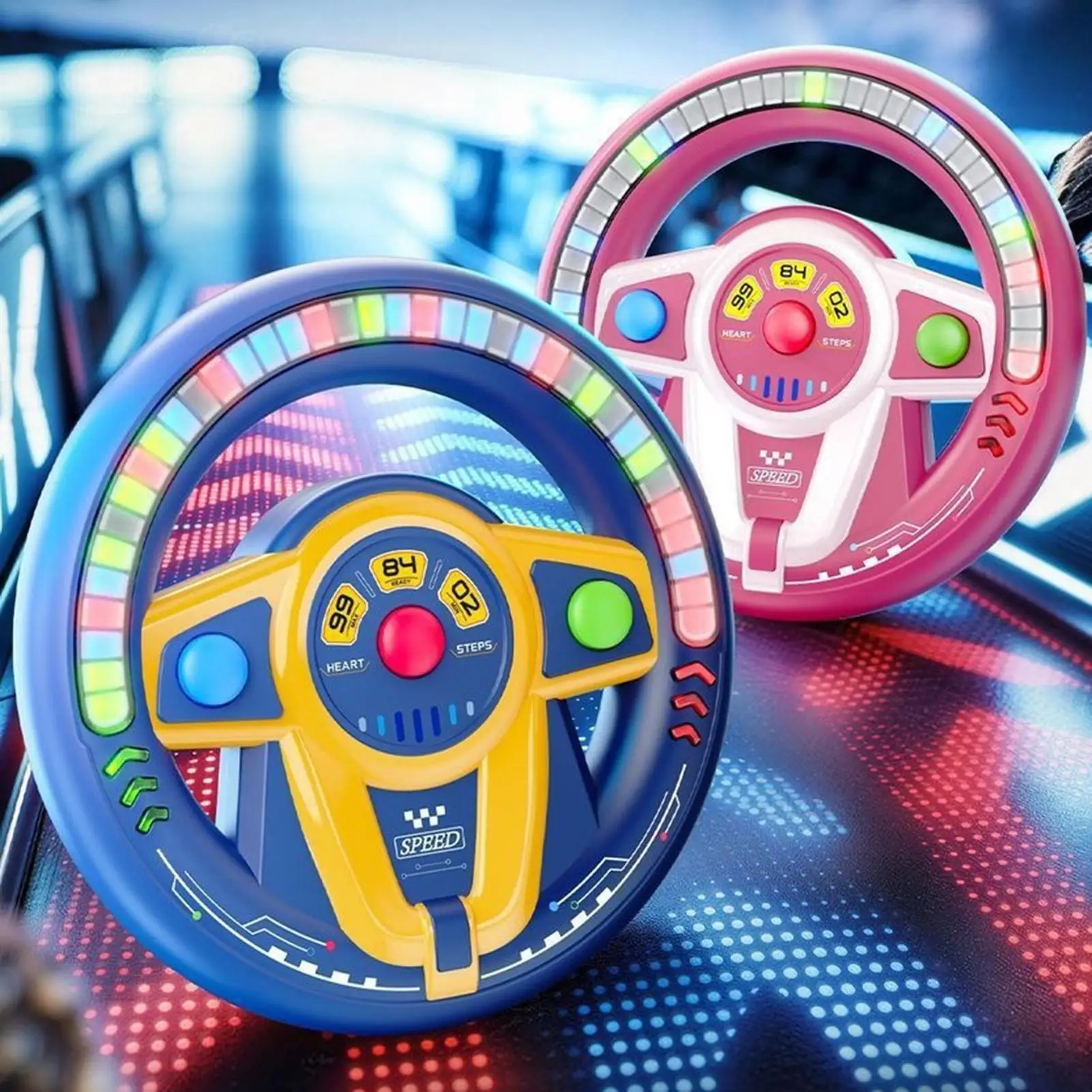 Simulated Driving Steering Wheel Toy With Light Music Light-Tracking Puzzle Game Educational Play Toy For Kids Car Seat Play