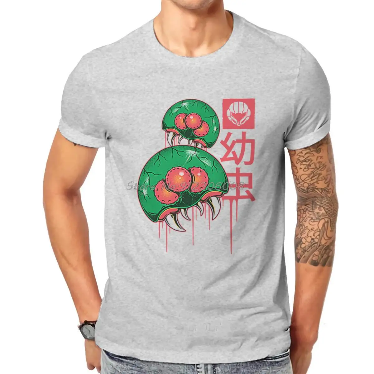 تي شيرت رجالي من The Larvas Metroid Samus Aran Game تي شيرت قطني برقبة دائرية تي شيرت مضحك عالي الجودة هدية ملابس الشارع الشهير للرجال #2