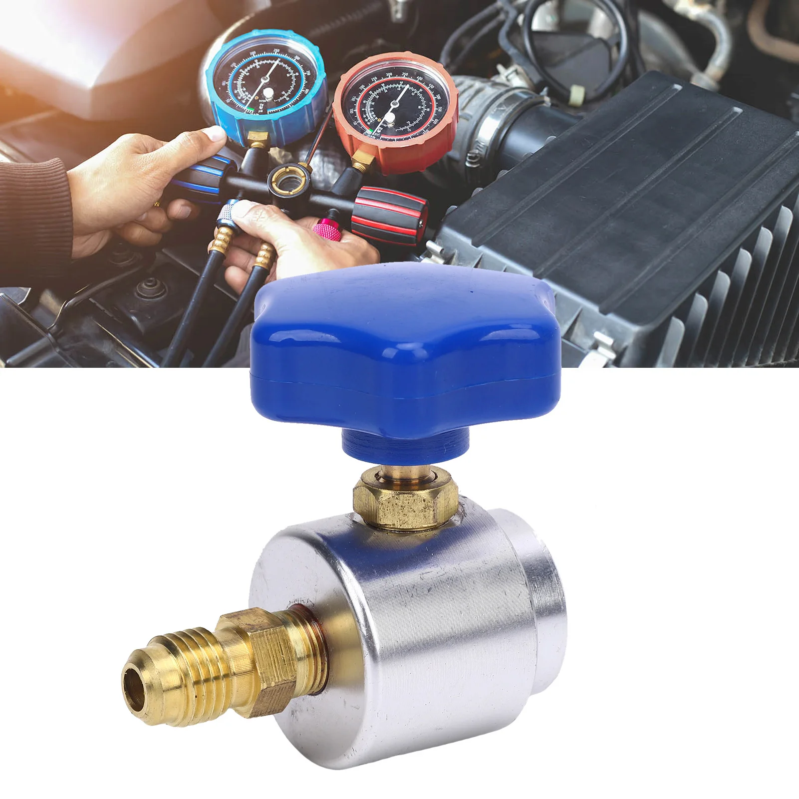 R134A Can Tap Valve for 1/4 Inch 1/2 Inch AC Freon Charging Hose Self Sealing Metal R134A Refrigerant Opening Can Tap Valve