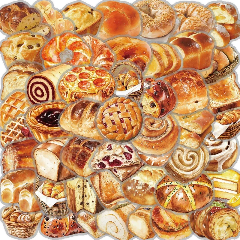 10/30/50Pcs Cute baking bread Stickers Nostalgic Waterproof Scrapbooking Creative Paper Laptop Luggage Waterproof Gifts Sticker