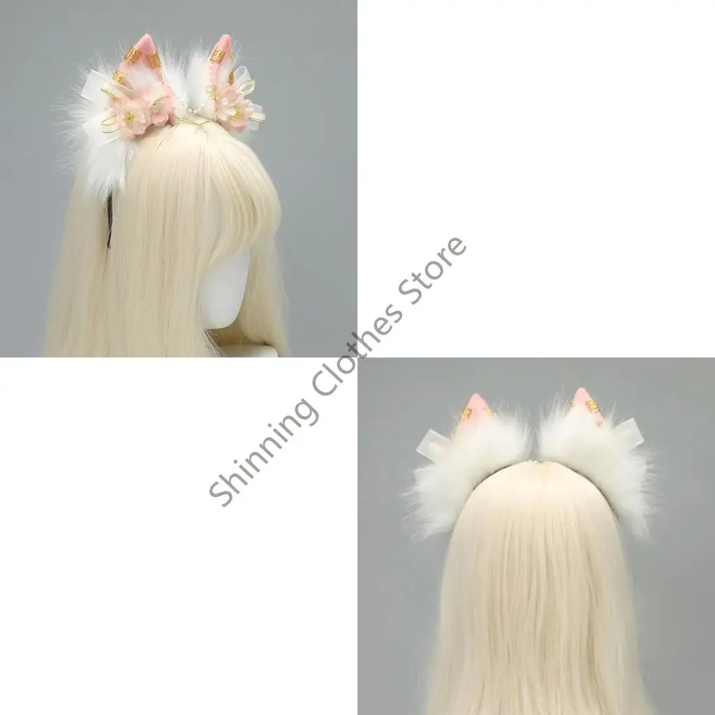 

M68A Adjustable Furry Plush Animal Ears Headbands Lightweight Design For Halloween Costumes Daily Fashion Styling