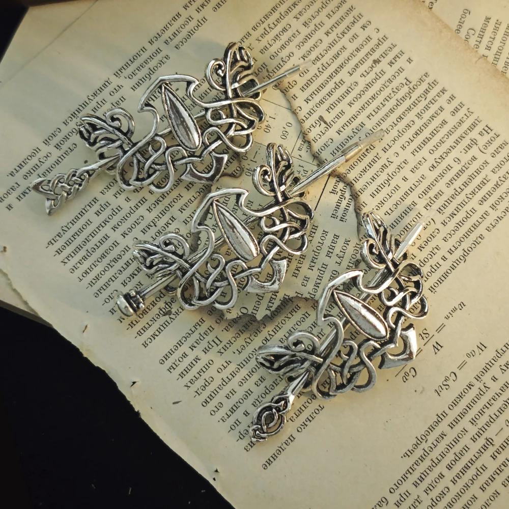 Retro Viking Nordic Rune Celtic Combination Blonde Stick Female Hairpin Antique Tiara Witch Pagan Role Playing Hair Accessories
