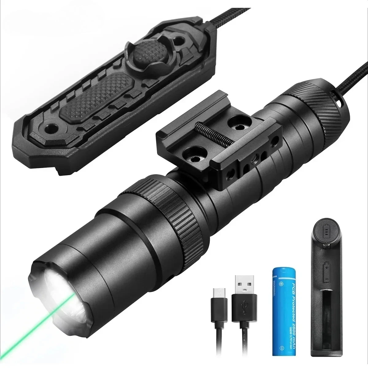 2000LMS 2-in-1 Professional Tactical Flashlight Waterproof LED Light with ML PT Quick Release Mount for Hunting
