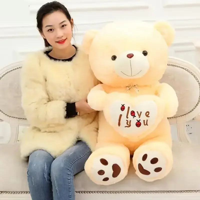 New 50CM Kawaii Bear Pillow I Love You for Lovers Soft Plush Yellow White Teddy Cushion Girl Women Birthday Valentine\'s Day Gift