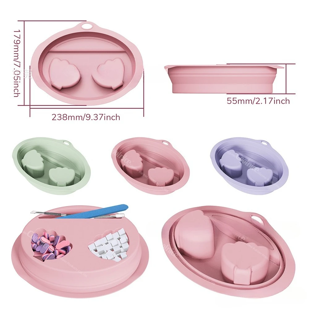 多目的シリコーンネイルアート浸漬ボウルケラチン軟化浸漬ボウル折りたたみポータブル爪除去ボウルネイルアートツール