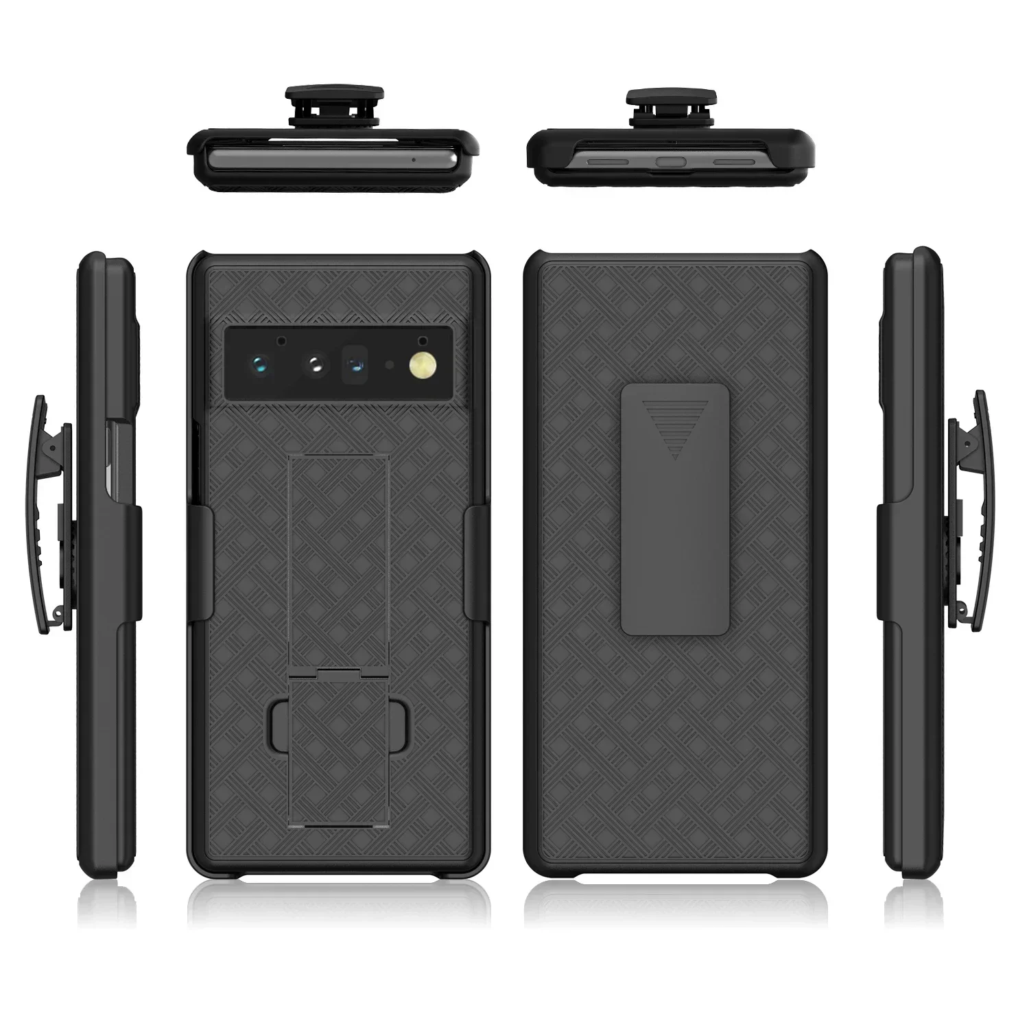 2In1 Hybrid Hard Shell Holster Combo Case with Kickstand Back Cover for Google Pixel 6 Pro Belt Clip Case Phone Cover image 5