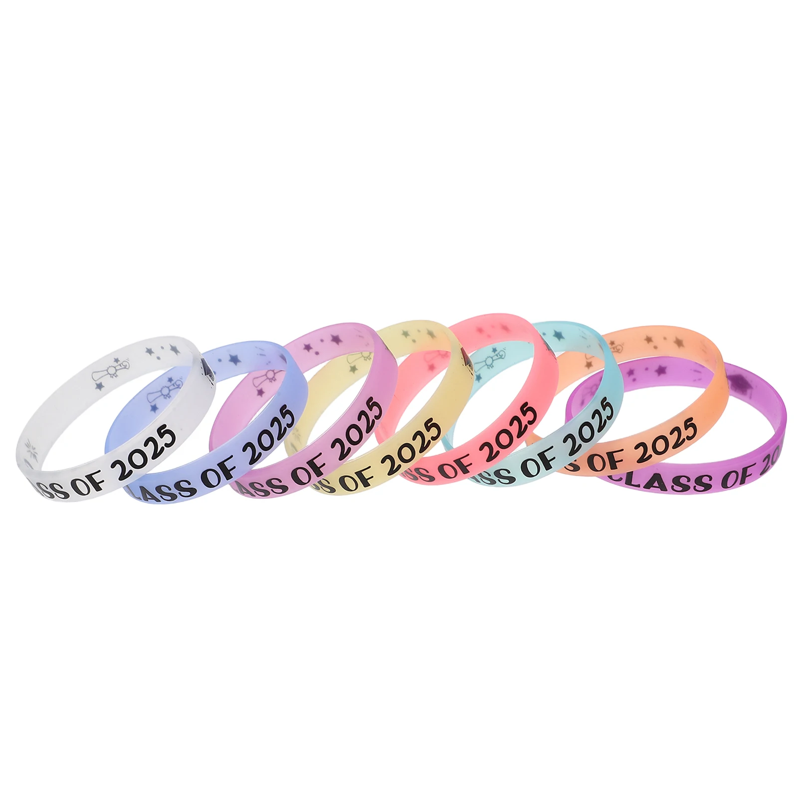 

8pcs Graduation Commemoration Wristbands Silicone Student Bracelets 2025 Class Party Supplies Recognition Gifts