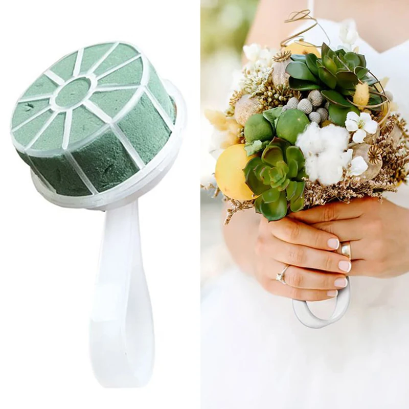 1pc Bridal Wedding Flower Decoration Bouquet Foam Holder Green DIY Floral Handle Base Bracket Supply Party Supplies