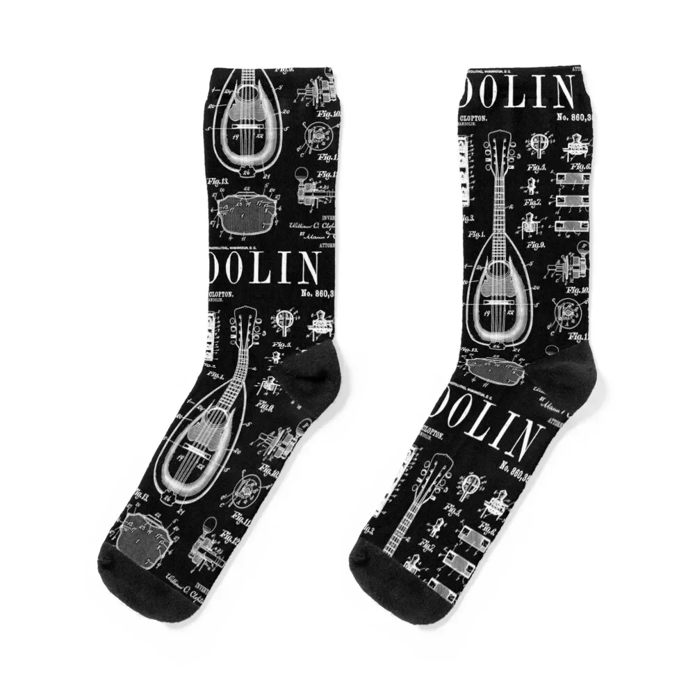 

Mandolin Player Musician Musical Instrument Vintage Patent Socks japanese fashion Crossfit New year's Ladies Socks Men's