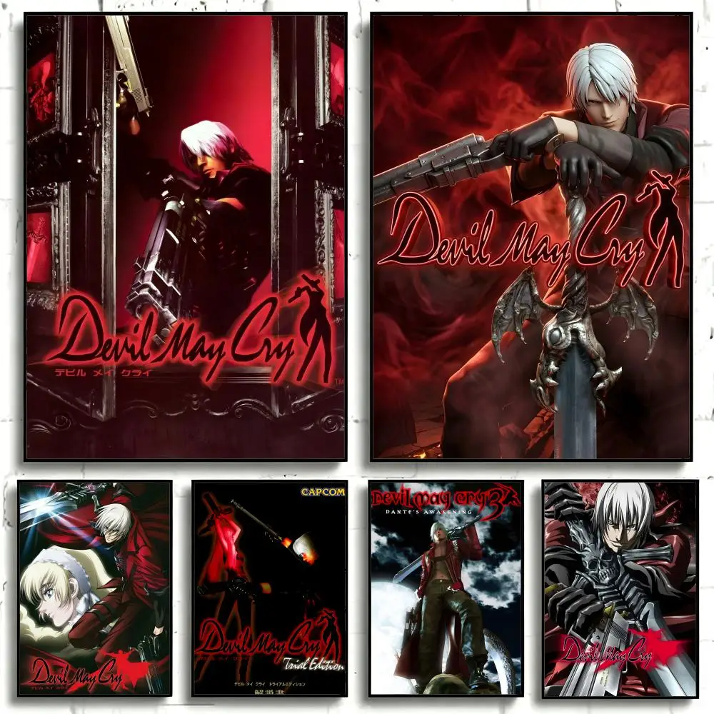 Game Devil May Cry Poster Stickers Painting Self-Adhesive Wall Decals for Room Home HD Decor Gift