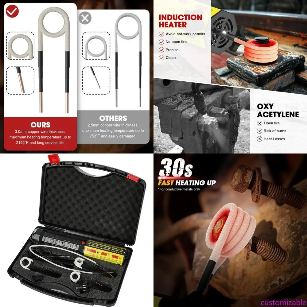 

1000 Вт 110 В ручной магнитный индукционный нагреватель для удаления ржавчины и автомобильного применения с 4 катушками