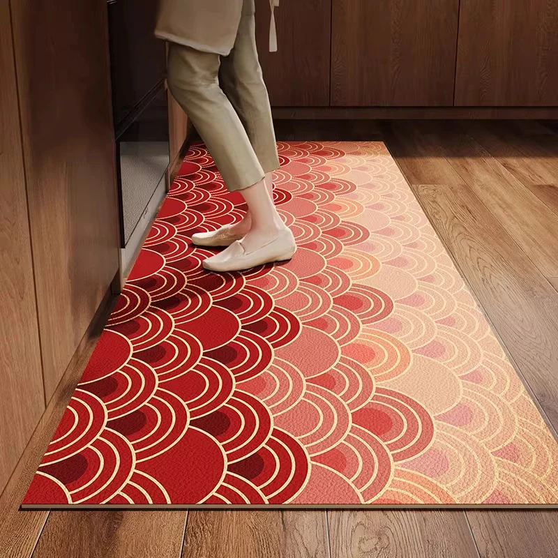 

Retro Kitchen Rug PVC Leather Washable Floor Mat Anti-slip Oil-proof Waterproof Carpet Home Decoration Rugs 주방매트 Pvc שטיח למטבח