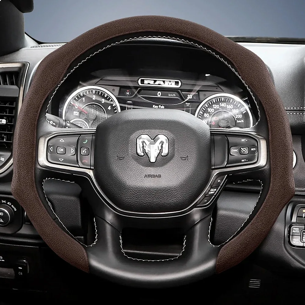 Suitable for Ram Premium Suede Snap-On Steering Wheel Cover, Non-Slip and Durable, for Models Such as Pickup Promaster Rampage