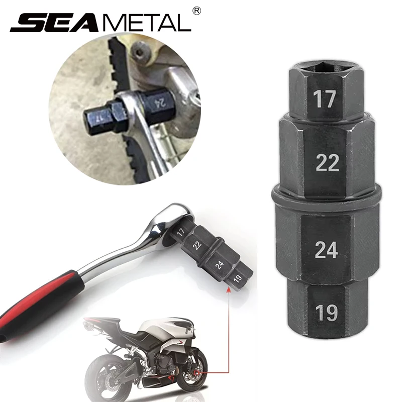SEAMETAL 24mm Axle Hex Motorcycle 4-in-1 Durable Axle Hex Motorcycles Front Wheel 17 19 22 24mm Axle Hex Spindle Removal Tools