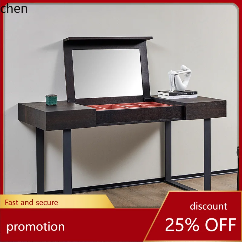 HT Minimalist Smoked Multifunctional Makeup Table with Invisible Flip Mirror, Dressing Table, Bedroom Desk, Simple Computer Desk