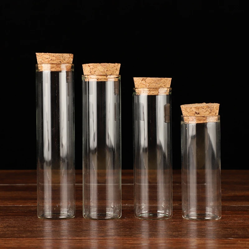 5-30ml Straight Mouth Cork Cap Capsule Bottle Permeable High Borosilicate Glass Tube Bottle Candy Tea Storage Container