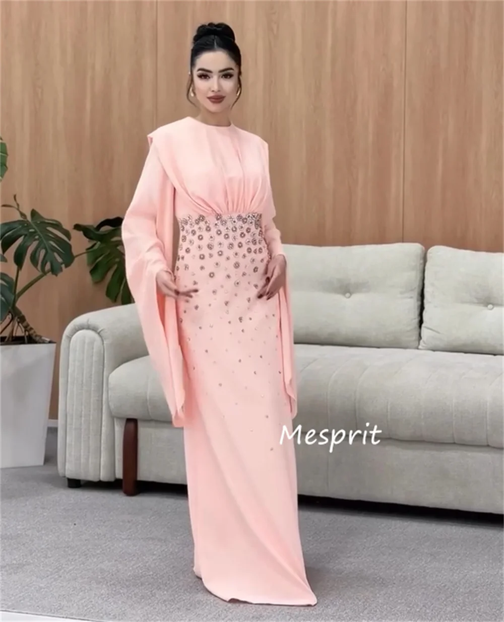 Customized High Quality Jersey Pleat Sequined Straight Jewel Long Dresses Bespoke Occasion Homecoming Matching
