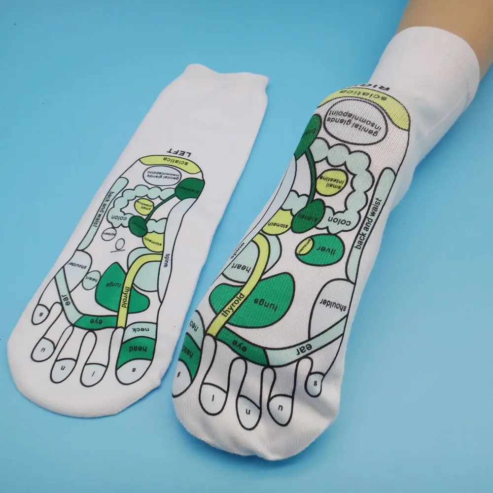 Full English Illustration Cotton Masseur Acupressure Socks Foot Point Socks Physiotherapy Massage Feet Reflexology Socks