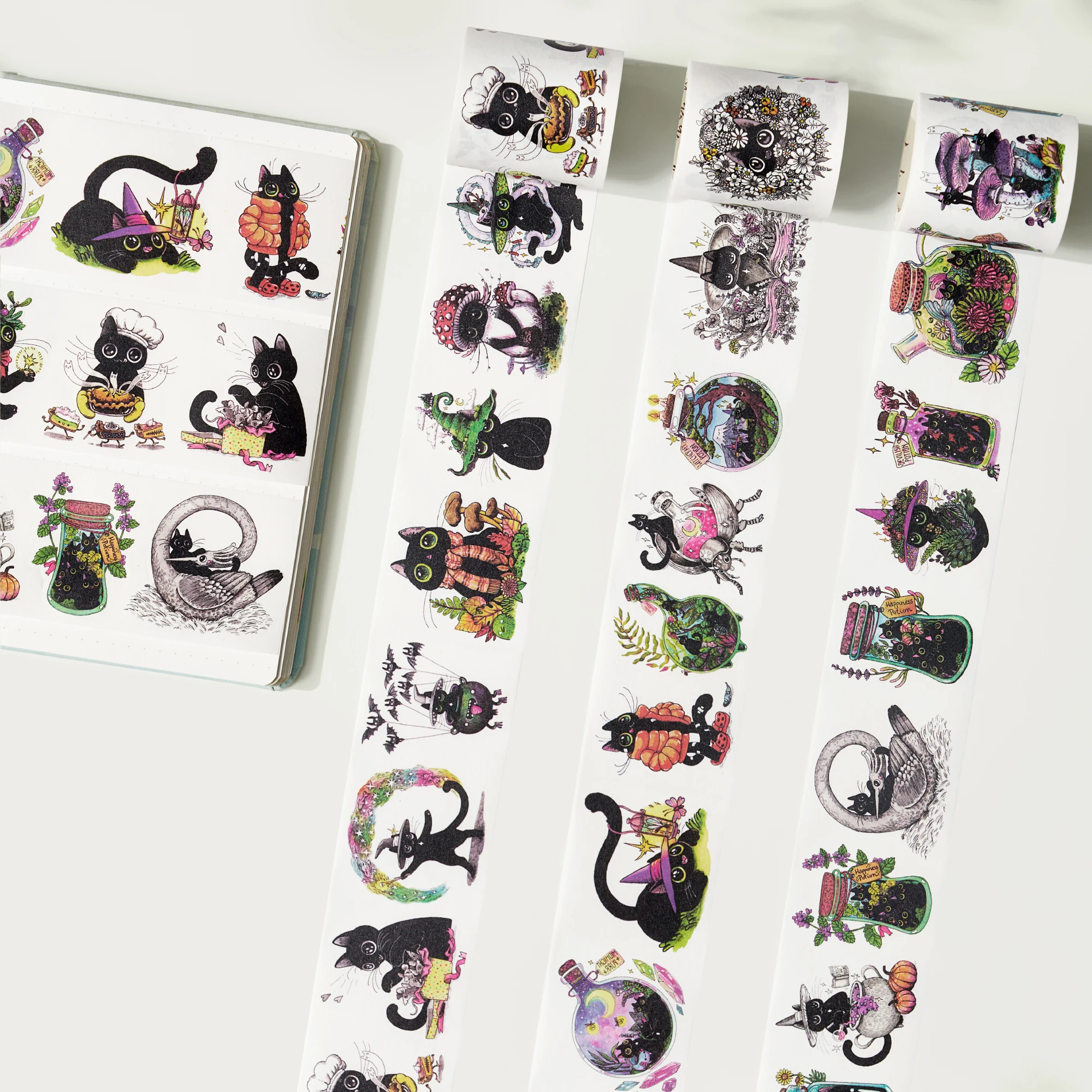 WT Halloween Theme Wtich Pumpkin Brid PET WASHI Tape Die Cut Fairy Tale Grotesque Style