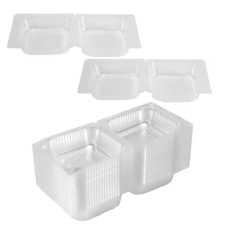 AB11-100Pcs Clear Food Boxes Dessert Containers Cheesecake Boxes Stackable Square Boxes